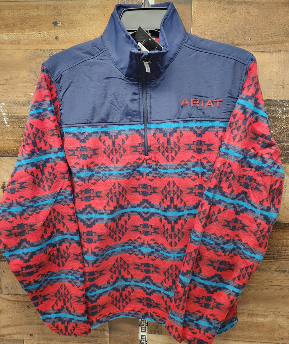 Ariat Men’s 1/4 Zip Front Fleece Pullover - Southwestern Print