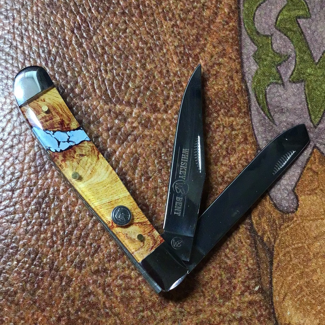 Whiskey Ranch PEARL AGATE Trapper Knife 11-79 main image 1