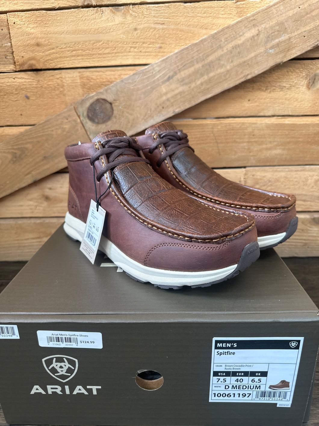 Ariat Men’s Spitfire BROWN CROCODILE PRINT|RUSTIC BROWN Shoes