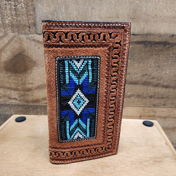 Twisted X Wallet - Brown Chaquira Beaded
