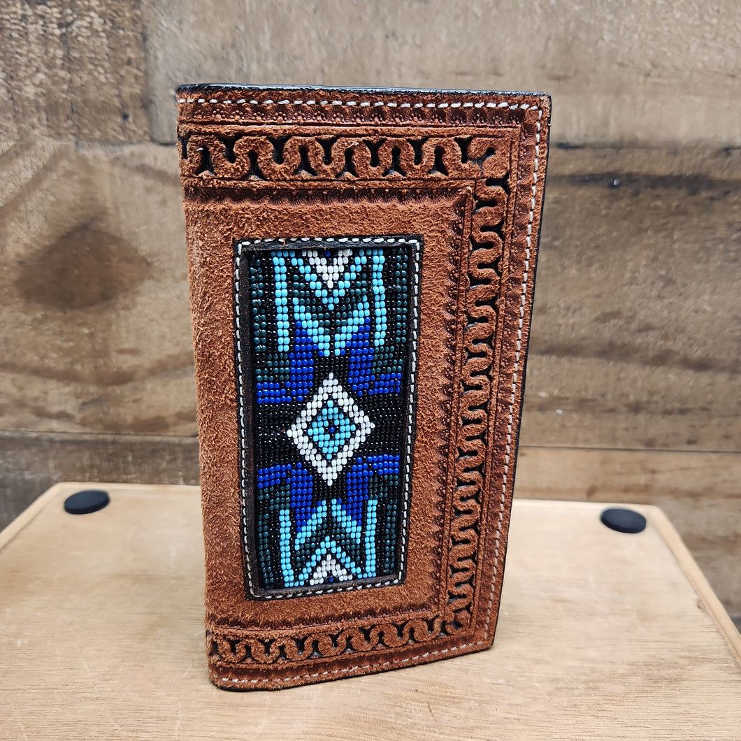 Twisted X Wallet - Brown Chaquira Beaded