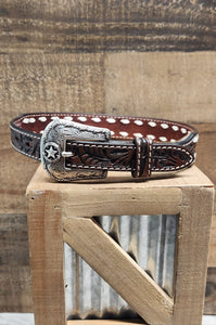 3D Boys Belt Little Star - Brown/White