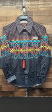 Load image into Gallery viewer, R&amp;R Border Woven Snap Shirt - Black