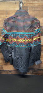 R&R Border Woven Snap Shirt - Black