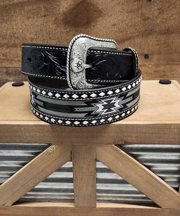 Ariat Men's Belt - Geometric/Grey/Black