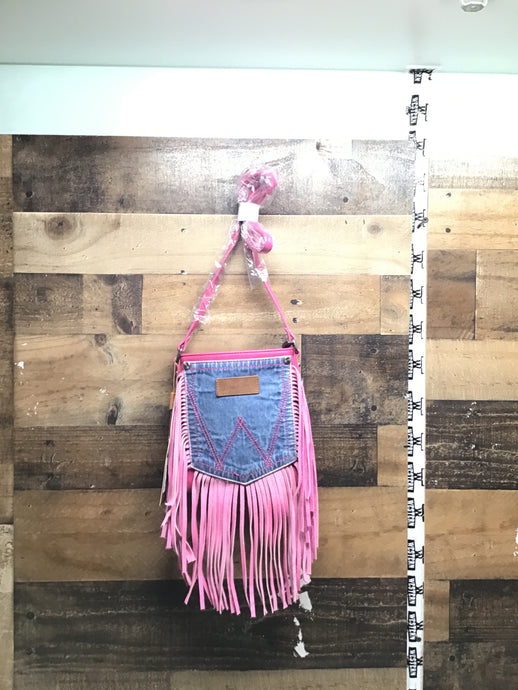 Denim Pink Leather Side Purse