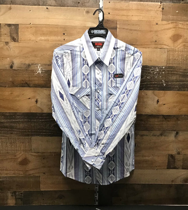 R&R Aztec Stripe Snap -Navy
