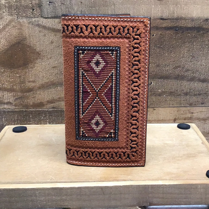 Twisted X Wallet - Brown Chaquira Beaded