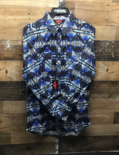 Load image into Gallery viewer, R&amp;R Aztec Woven Snap Shirt - Navy