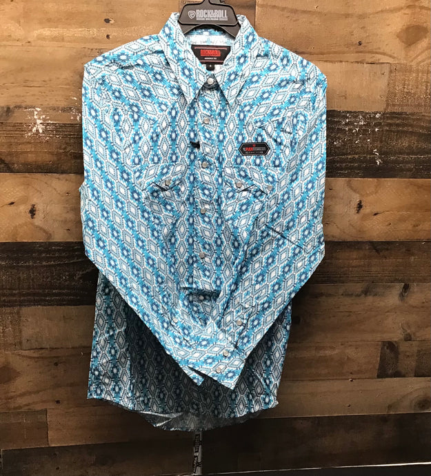 R&R Aztec Woven Snap - Turquoise