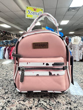 Load image into Gallery viewer, Wrangler Cow Print Trimmed Mini Backpack With Coin Pouch - Pink