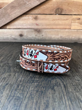 Load image into Gallery viewer, 3-D BELT FOUR ACES TOOLED LEATHER TAN