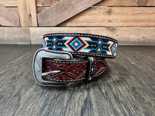 Load image into Gallery viewer, Angel Ranch Men's Brown Embroidered Aztec Western Belt