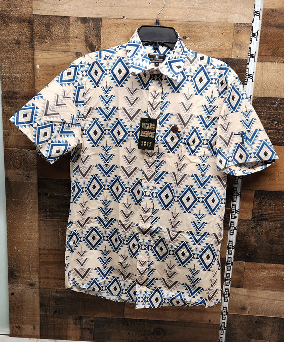 TR Blue Diamond Men's Shirt - Beige/Blue