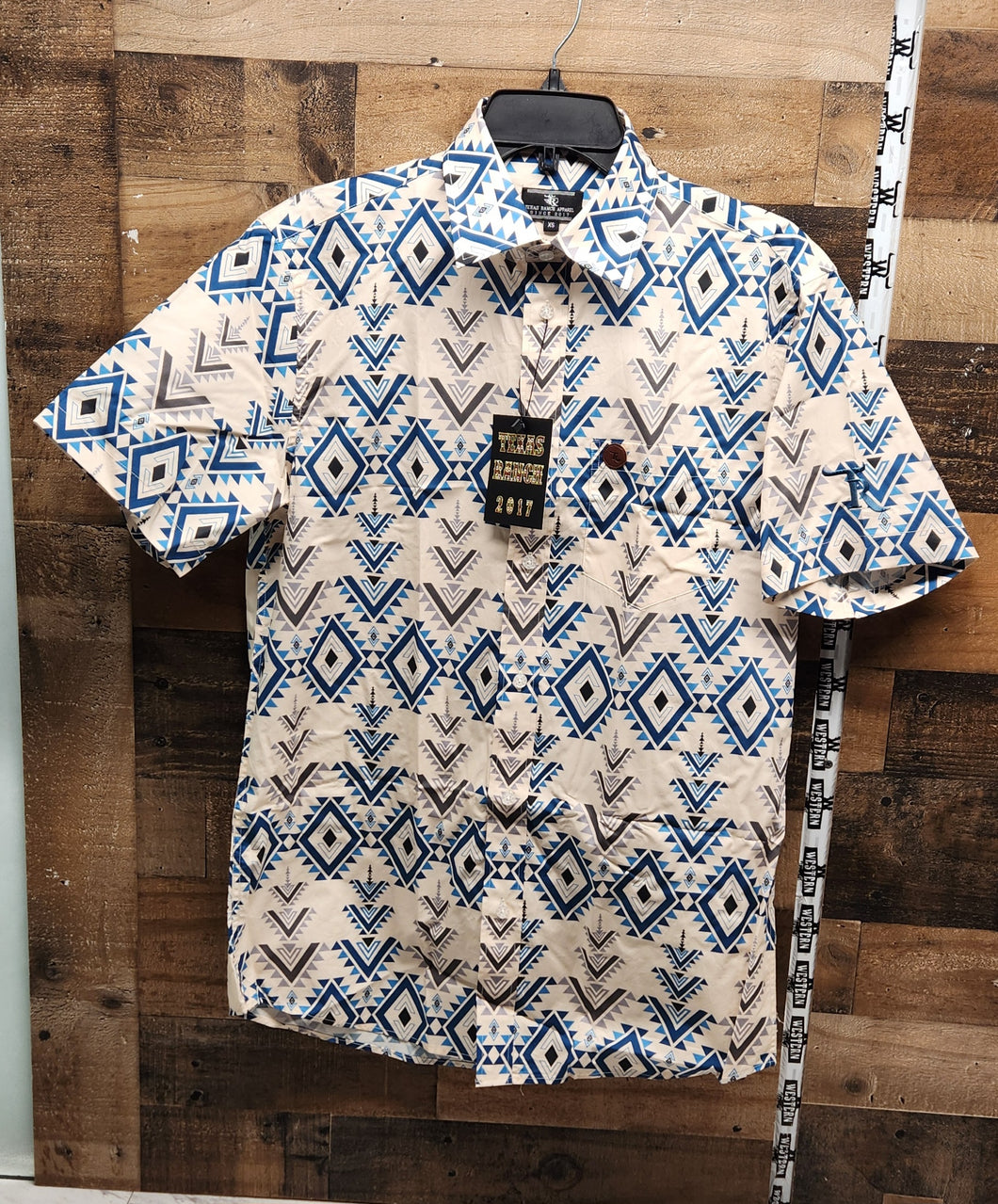 TR Blue Diamond Men's Shirt - Beige/Blue