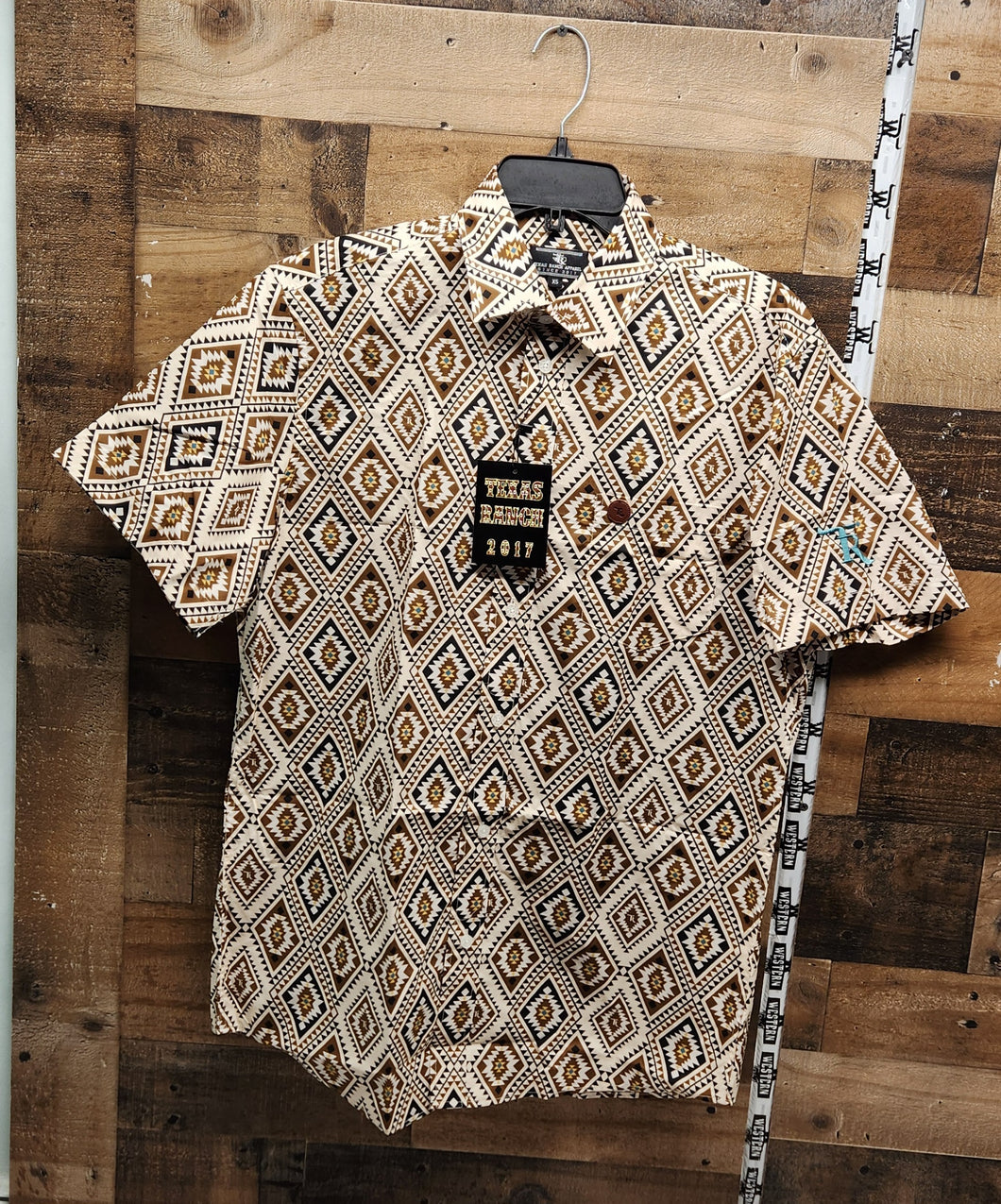 TR Brown Diamond Men's Shirt - Beige/Brown
