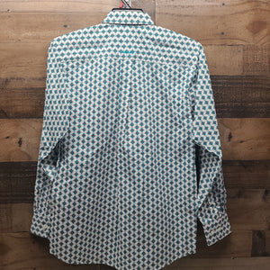 Ariat Men’s Derek Western Shirt - Turquoise Geo Print / White