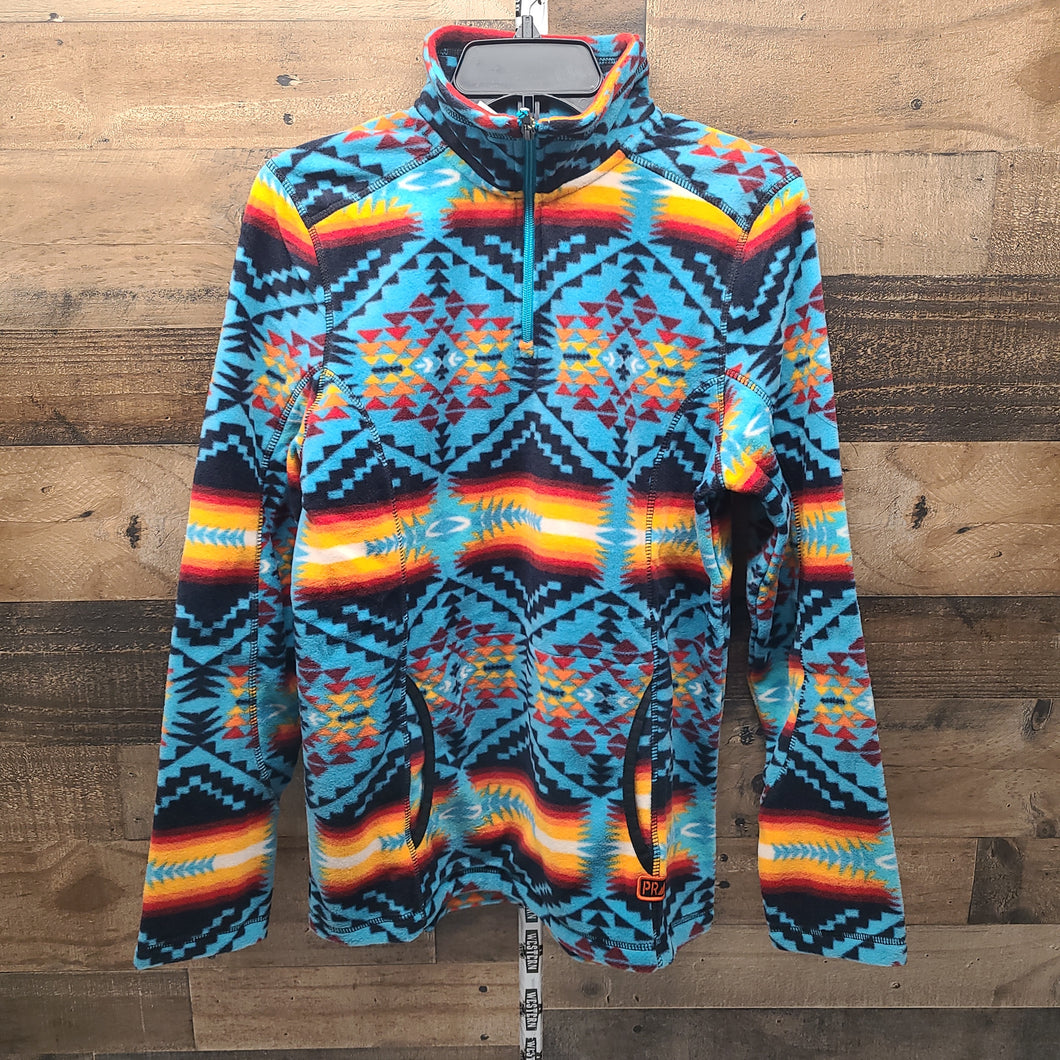 Powder River Kid’s Aztec Quarter Zip Pullover Sweater-Teal