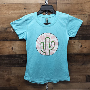 Tekila Women's Cactus T-Shirt- Sky Blue