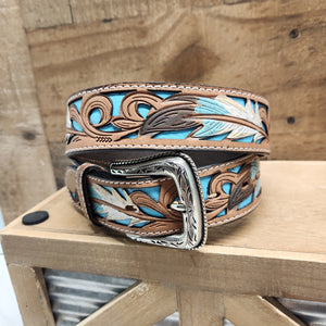 Nocona Men’s Belt - Feather/Blue/White