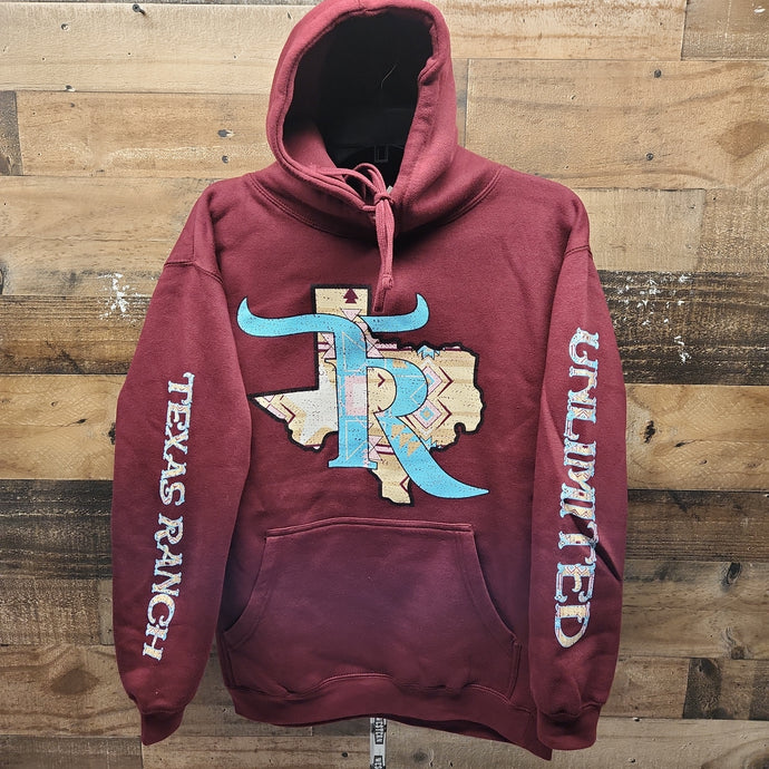 TR Unisex Aztec Hoodie - Maroon