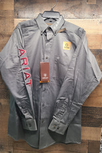 Ariat Men’s Fitted Twill Shirt - Grey/Serape Red