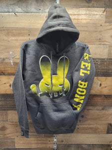 Los Jefes Unisex Angry Bunny Yellow Face with Brackets Hoodie - Grey
