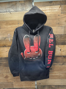 Los Jefes Unisex Red Face Angry Bunny with Brackets - Black