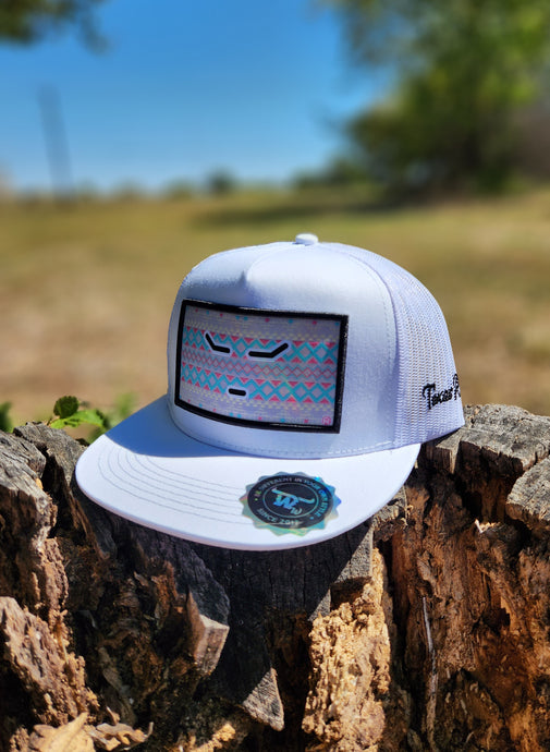 Turquoise Bull Face - White/White
