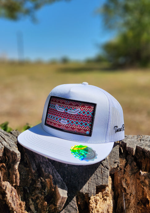 Maroon Bull Face - White/White