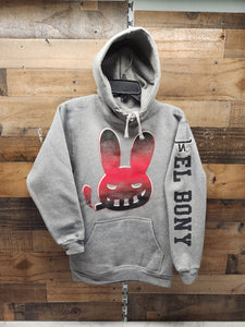 Los Jefes Unisex El Bony Red Face with Bracket Hoodie - Light Grey