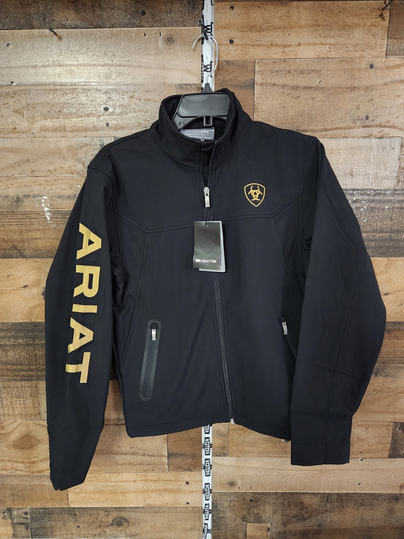 Ariat Men's New Team Softshell Brand Jacket Black/Gold – W