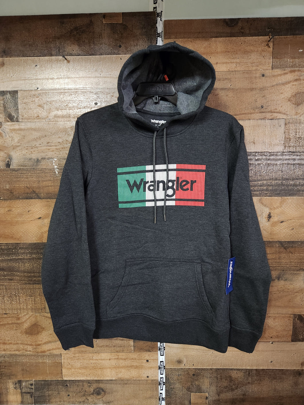 Wrangler Men’s Mexican Flag Colors Hoodies -Dark Grey