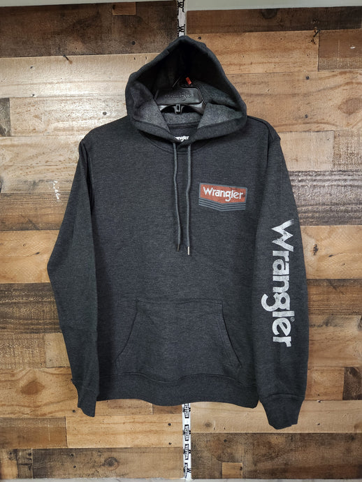 Wrangler Hoodie with White Letters-Dark Grey