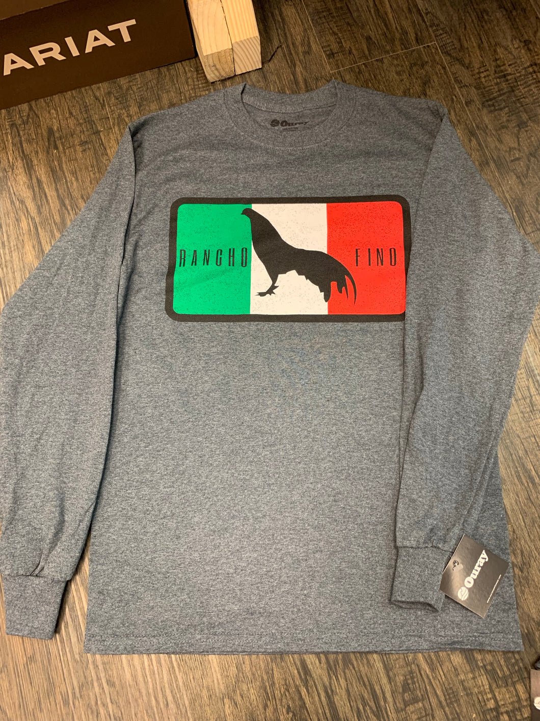 Rancho Fino Men's Rooster Long Sleeve - Grey