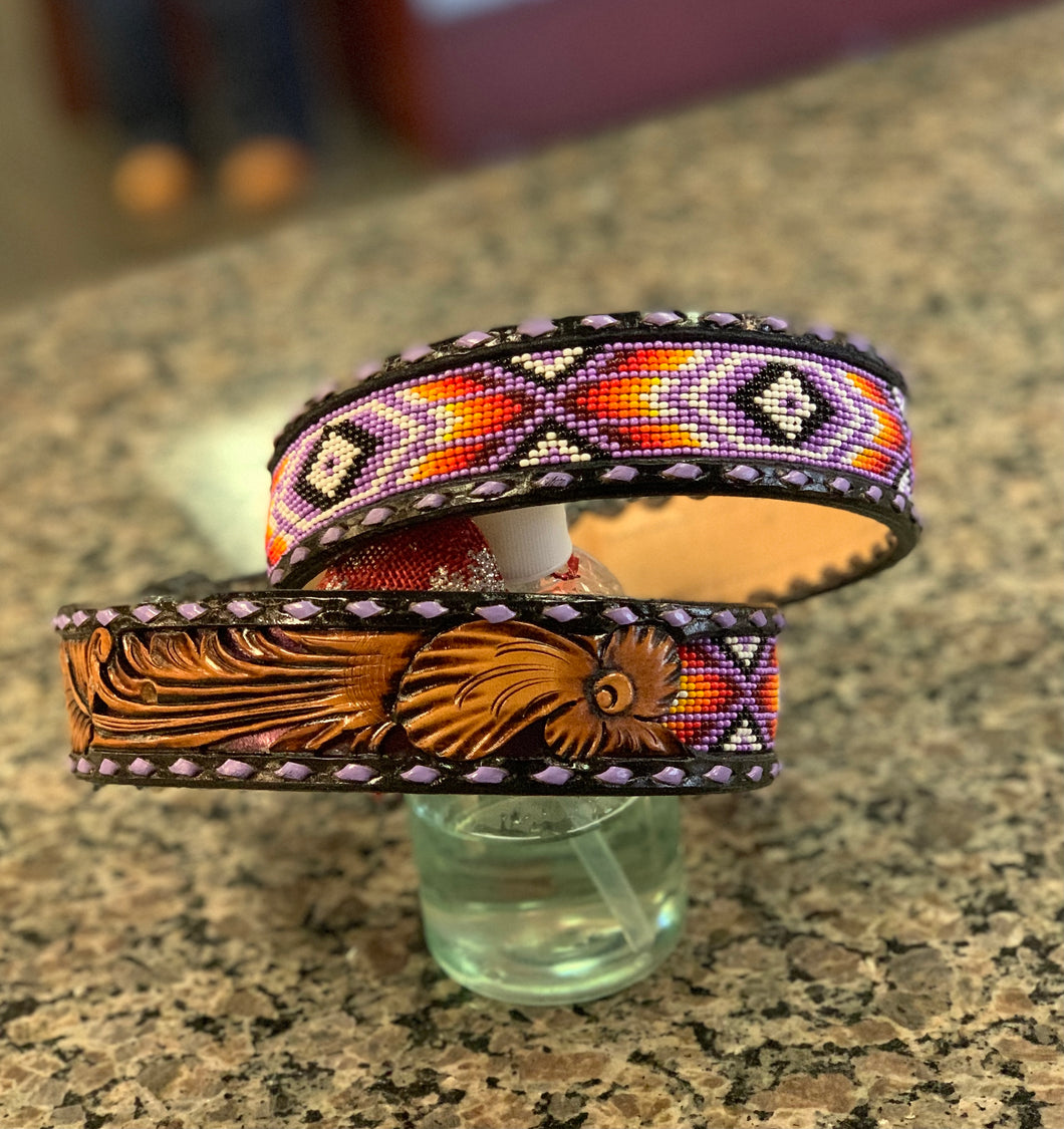 Beaded Belt Purple ~ Size 36