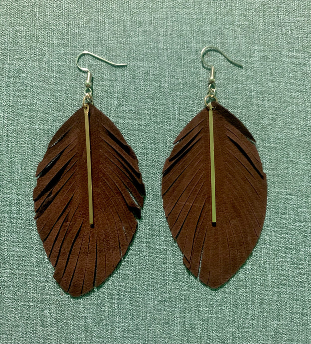 Soft Leather Leaf Earrings