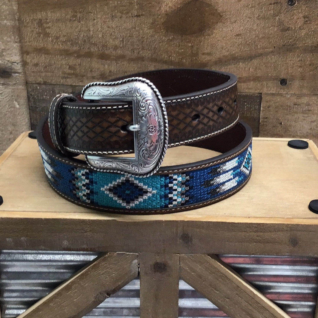 Ariat Men's Diamond Belt - Blue/Brown – W Western Texas