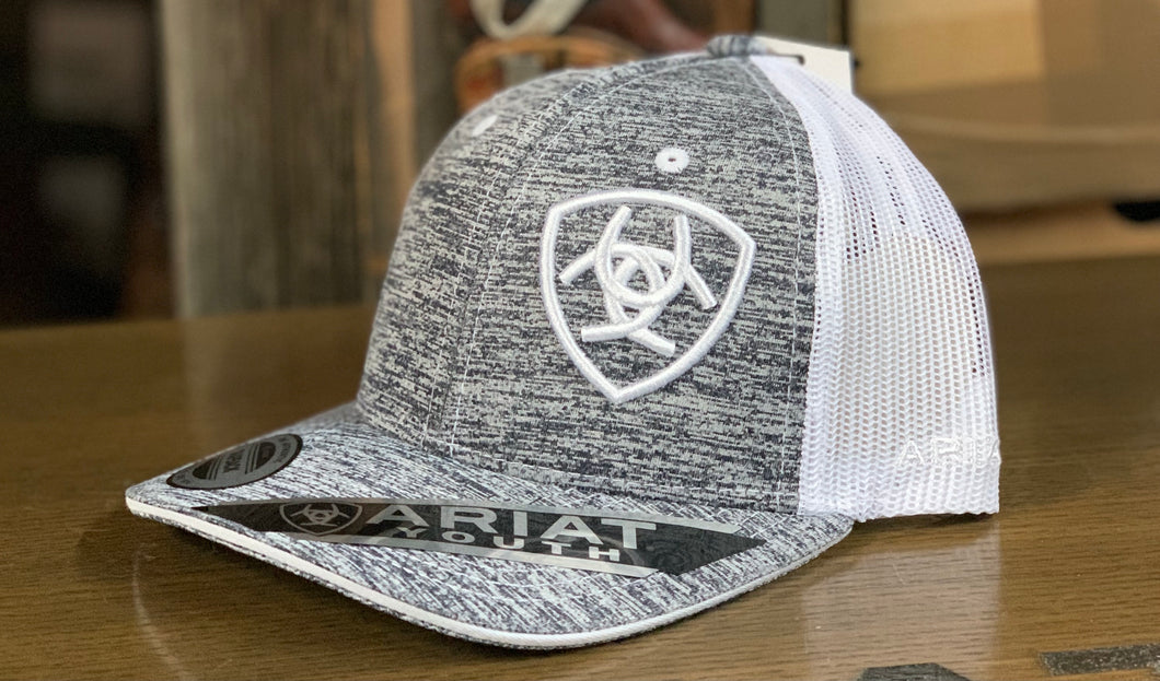 Ariat Youth White Logo - Grey/White